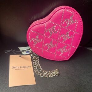 Juicy Couture Heart-Shaped Pouch with Silver Chain NWT